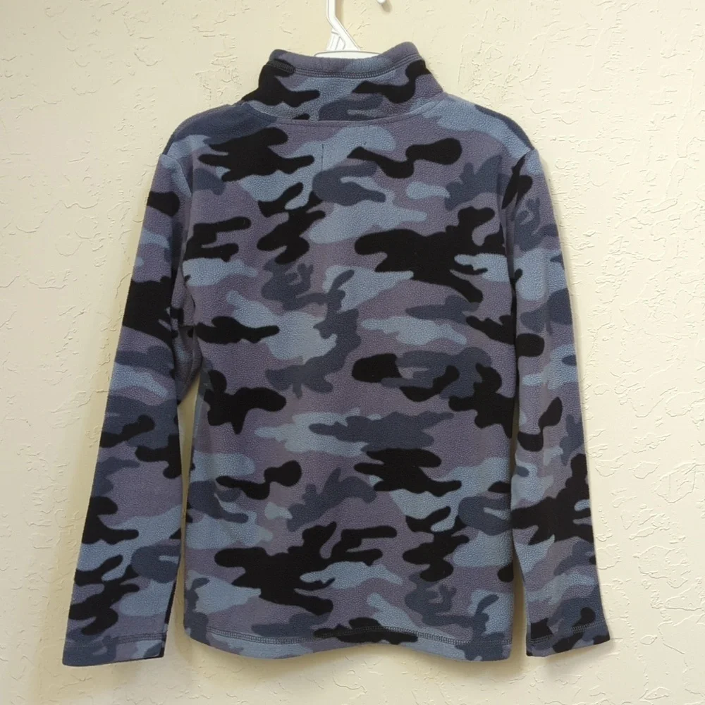 3/$20🌟 Place Boys Gray Camo Glacier Fleece Half Zip Pullover Size Medium 7/8